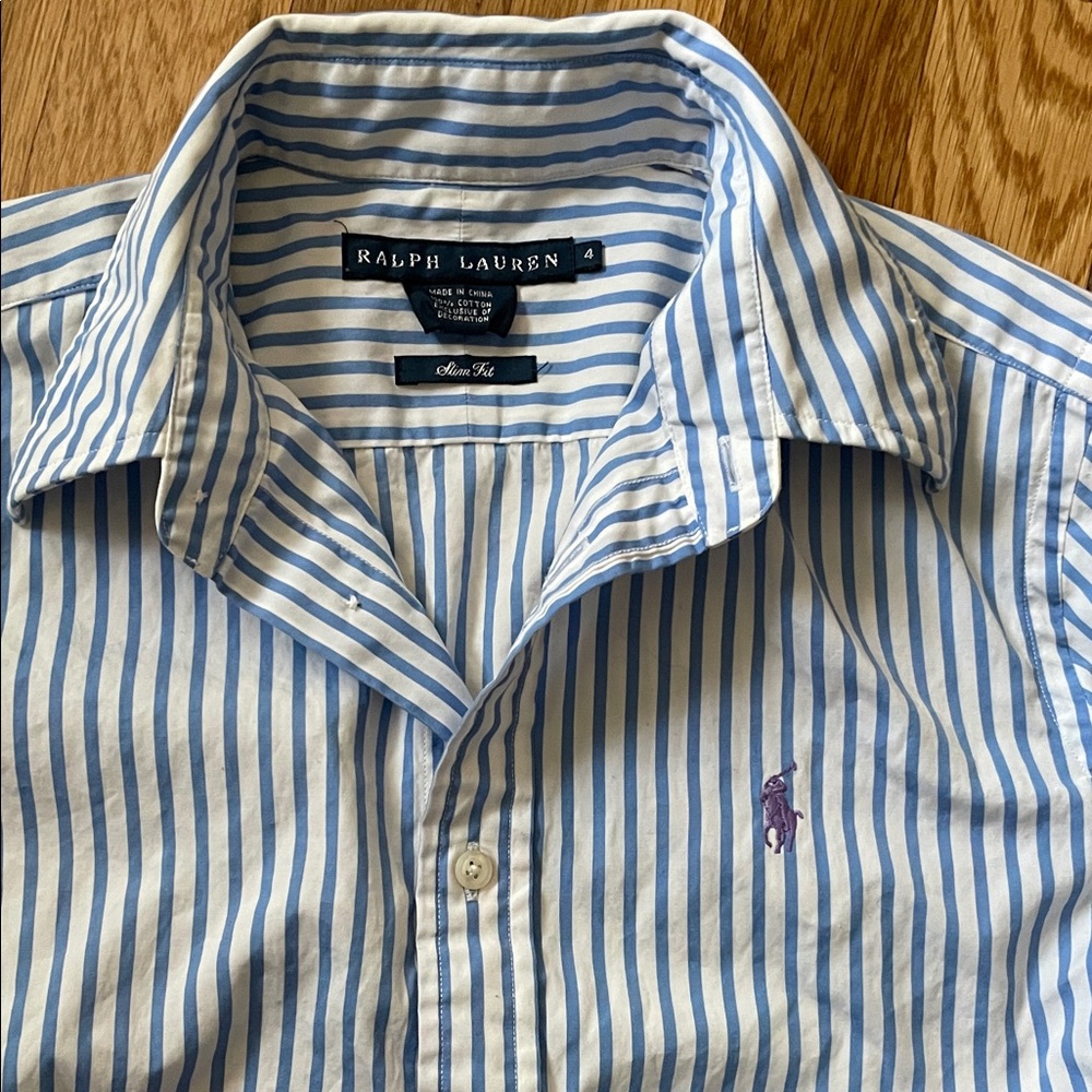 Ralph Lauren White and Blue Striped Shirt